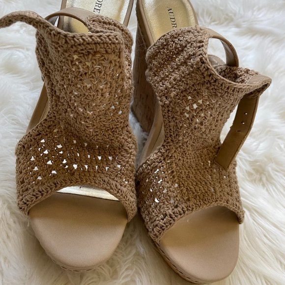 Size 10 Wedge Cork Macrame Sandals - Picture 1 of 11